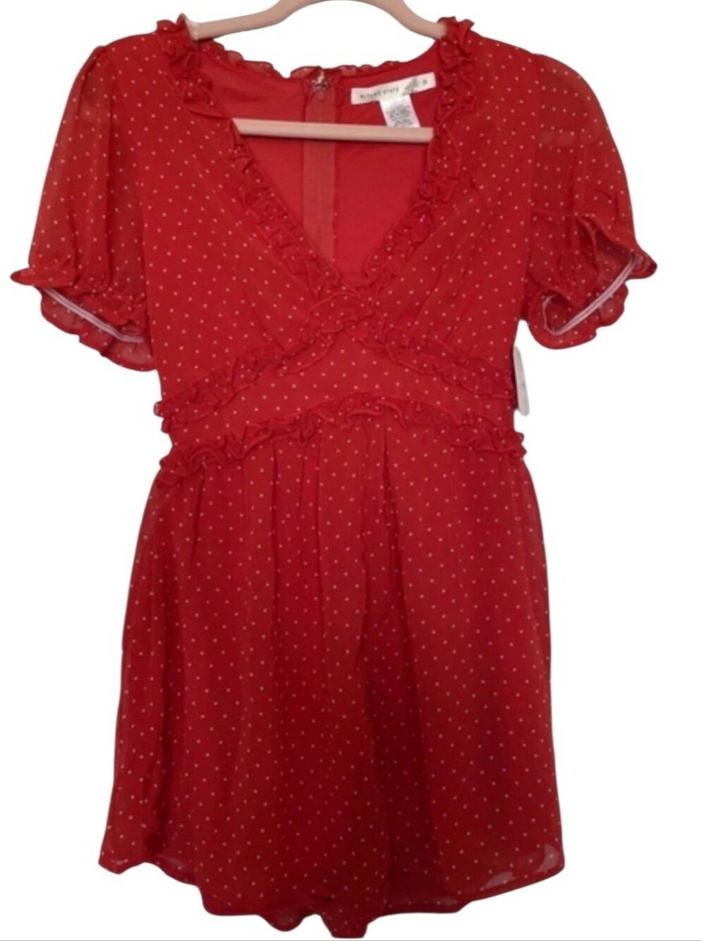 NWT Altar'd State Size Small Red Polka Dot Romper Ruffles